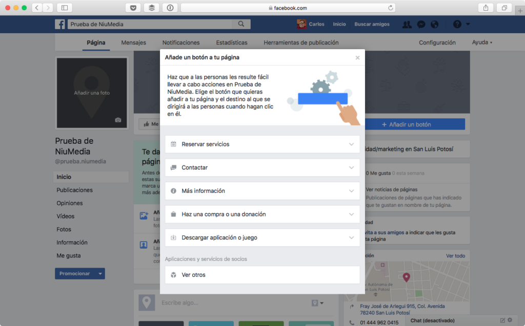 PÃ¡gina en Facebook Para tu Negocio, AÃ±adiendo BotÃ³n de AcciÃ³n 2