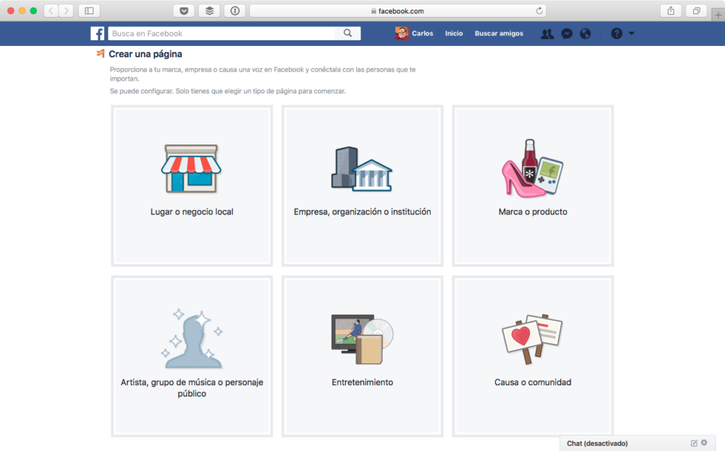 Tipos de PÃ¡gina en Facebook Para tu Negocio
