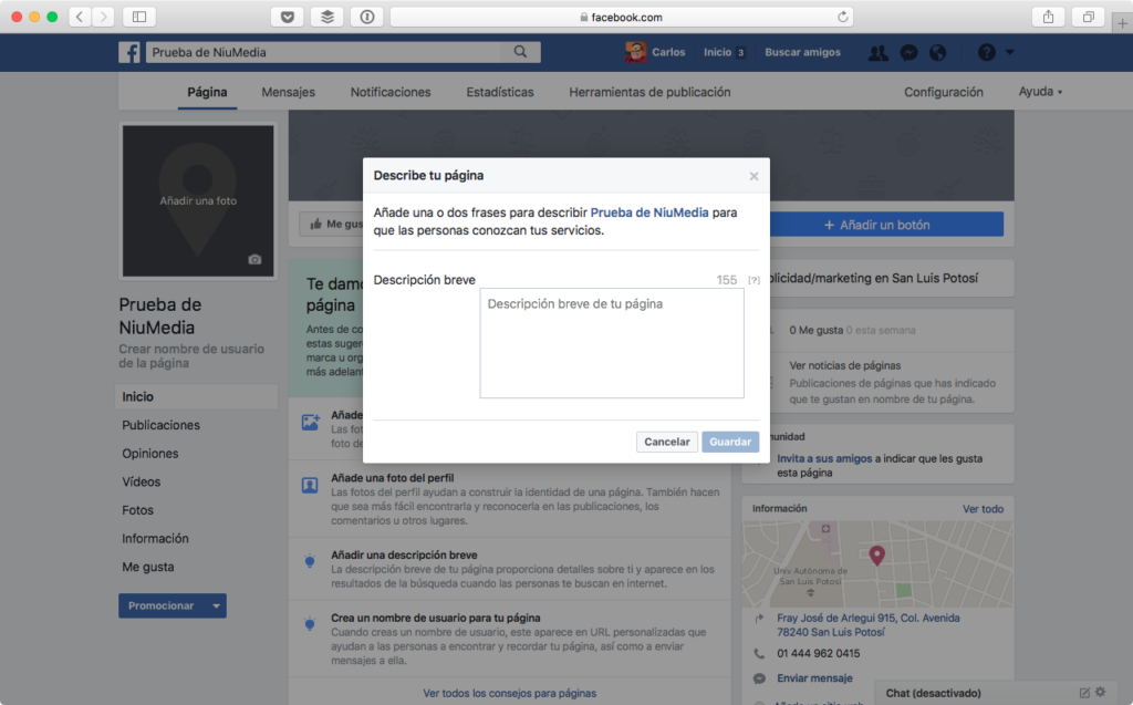 PÃ¡gina en Facebook Para tu Negocio, DescripciÃ³n Breve 2