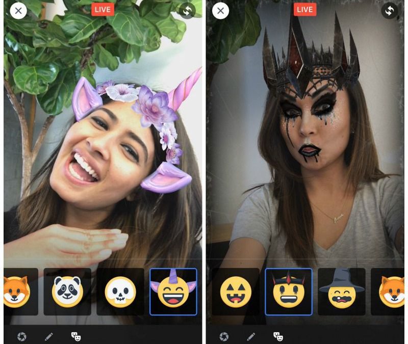 Facebook Lanza ‘MÃ¡scaras’, su Respuesta a la FunciÃ³n Lentes de Snapchat, Para Video en Directo