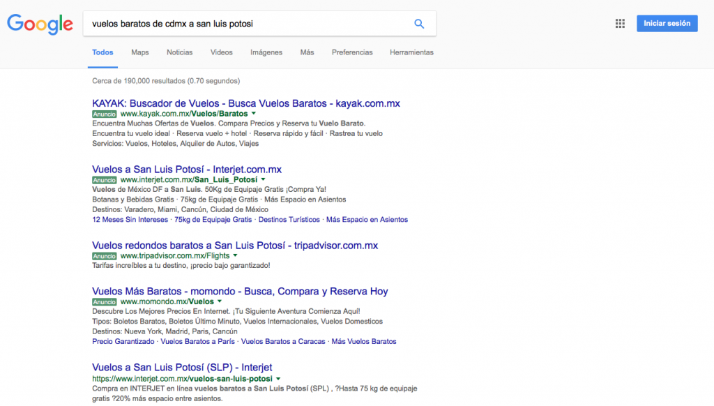 con google adwords, los anuncios aparecen antes que los resultados orgÃ¡nicos en bÃºsquedas, buena razÃ³n para invertir en ello