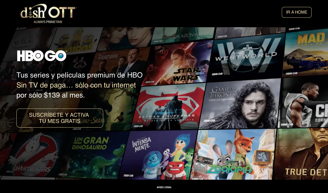 captura de pantalla landing pages hbo go dish ott 1