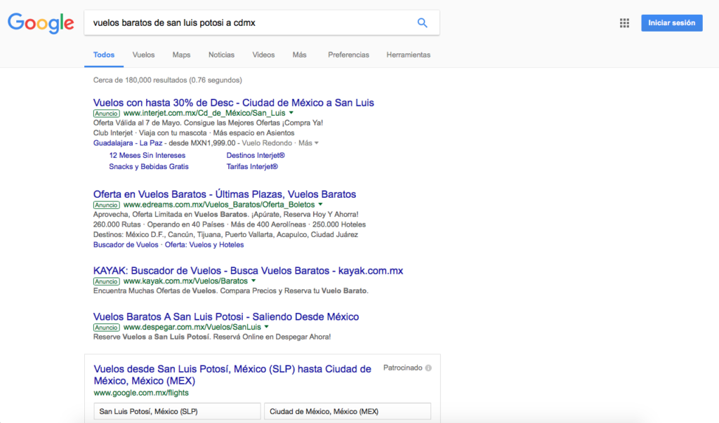 Primera PÃ¡gina de Resultados en Google con AdWords Arriba