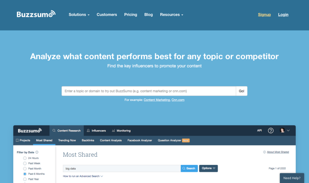BuzzSumo Captura de Pantalla